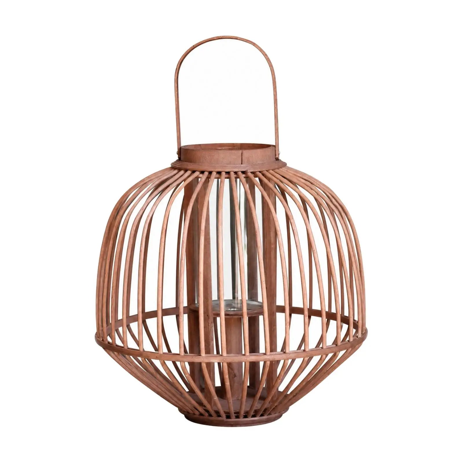 Lightweight Woven Wooden Lantern Candle Stand with Arch Top for Wedding Table Decorations