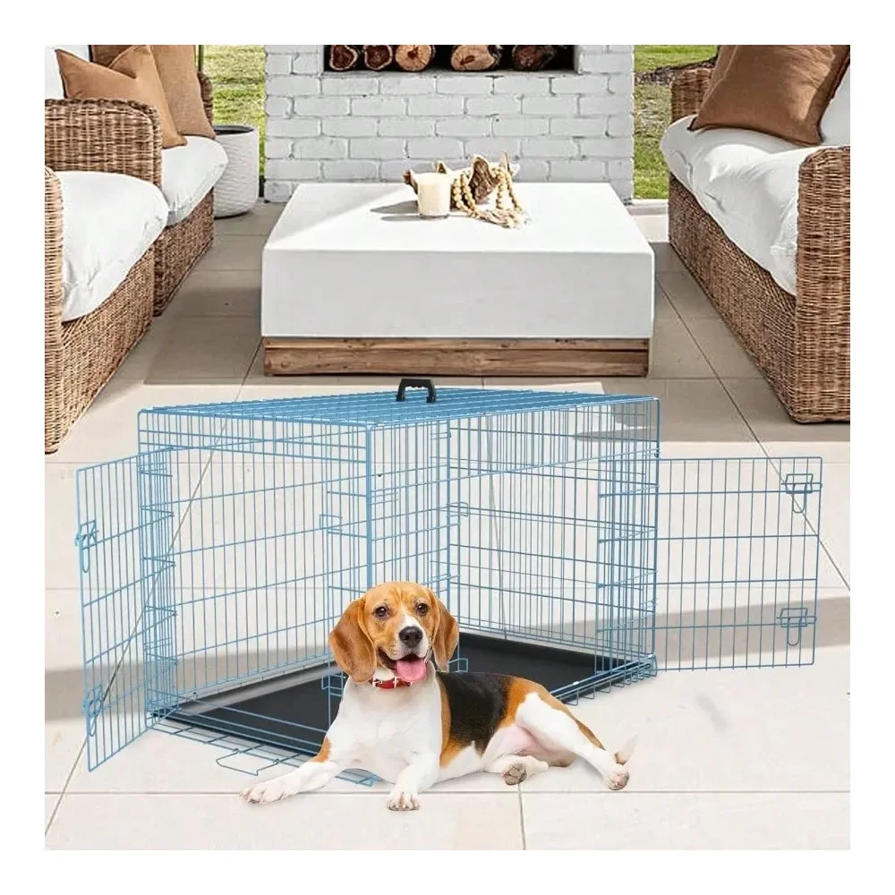 

Dog Supplie Dog Pen Dog Playpen Crate Small Dogs 24 Inch Folding Metal WirePet Cage Double Door Divider Panel Indoor Outdoor Ken