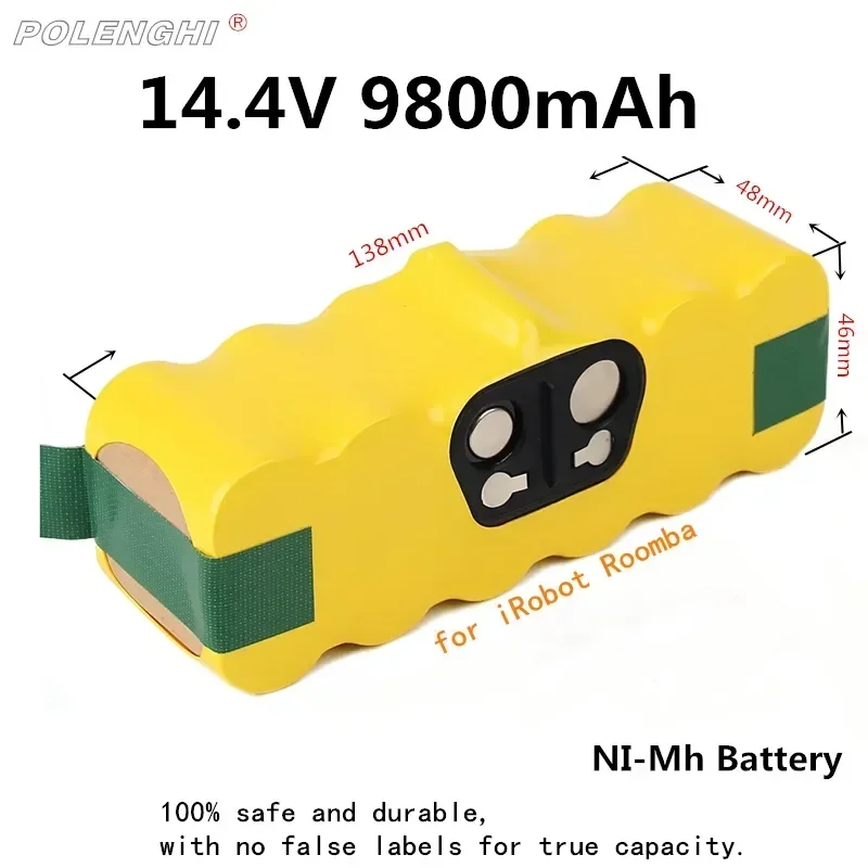 14.4V 9800mAh Replacement NI-Mh Battery for IRobot Roomba 500 600 700 800 Series Roomba 880 760 530 555 560 581 620 650