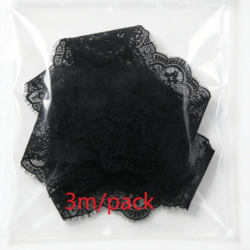 Floral Embroidered Eyelash Ribbon, Clothing Accessories, Lace Material, Handmade Wedding Party Dress, 160mm, 3 Meters/Roll