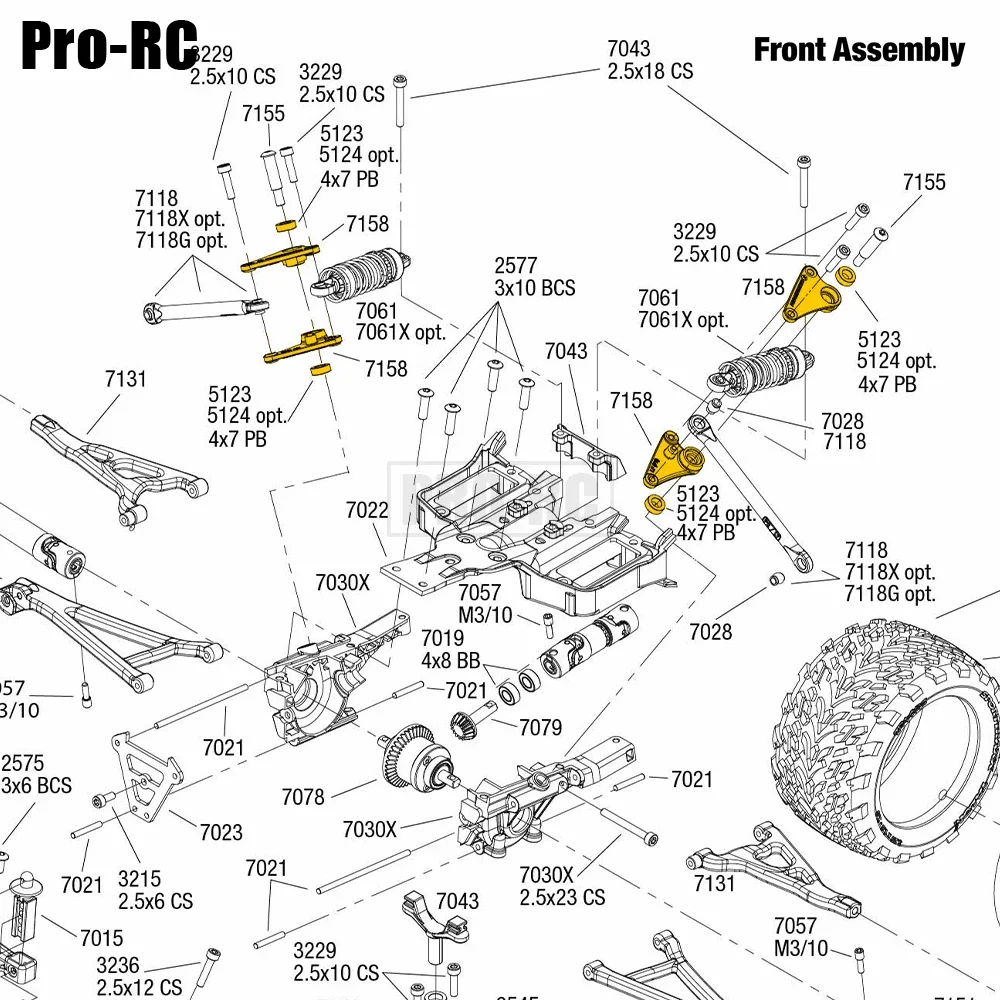 7158 合金フロント & リアロッカーアームセット Progressive-2 レート & ベアリング Traxxas 1/16 E-Revo VXL サミットスラッシュ Rc カーパーツ用