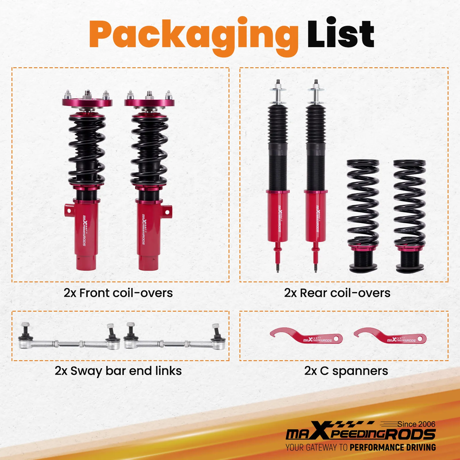 

Комплект подвески койловеров для BMW 3-Series 04-13 E90 E92 325i 328i 330i 335i RWD