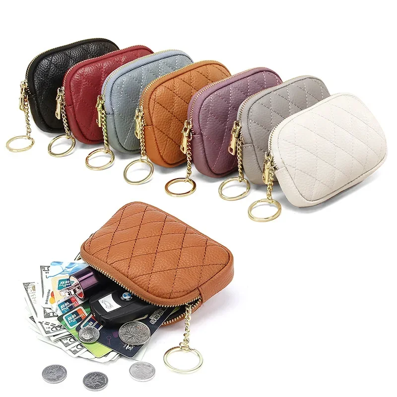 

Women's Cowhide Zipper Small Wallet Fashionable Coin Purse Mini Genuine Leather Coin Wallets Women