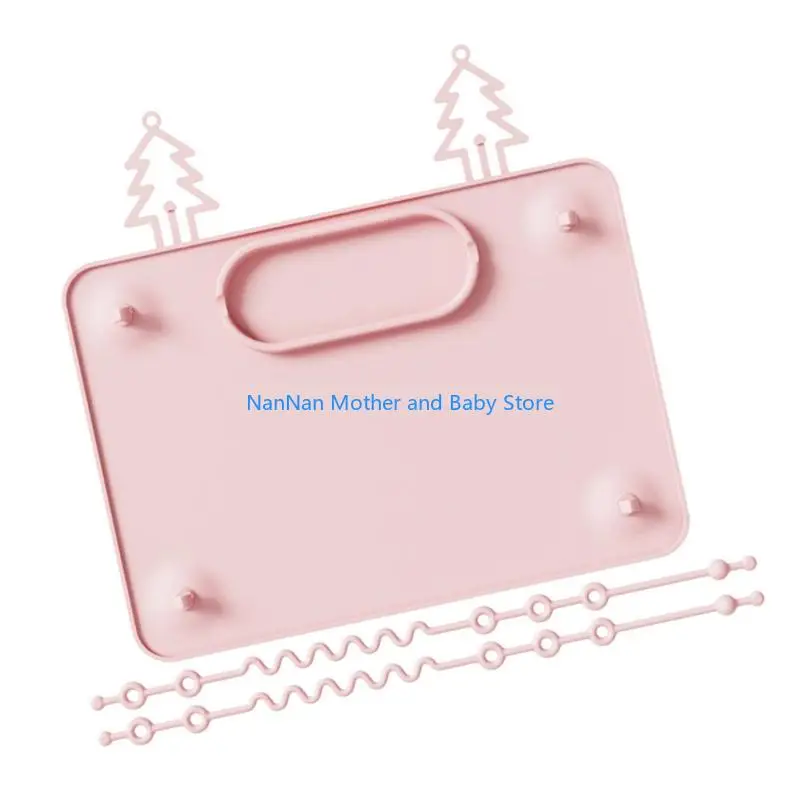 Placemat forte do silicone da base da sução para a bandeja do alimento crianças com correia levando