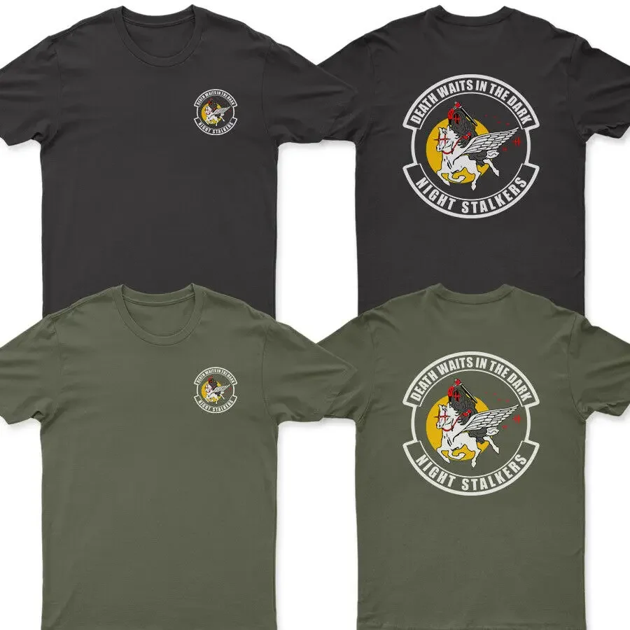 160th Airborne SOAR(A) Night Stalkers Death Waits In The Dark T-Shirt 100% Cotton O-Neck Summer Short Sleeve Casual Mens T-shirt