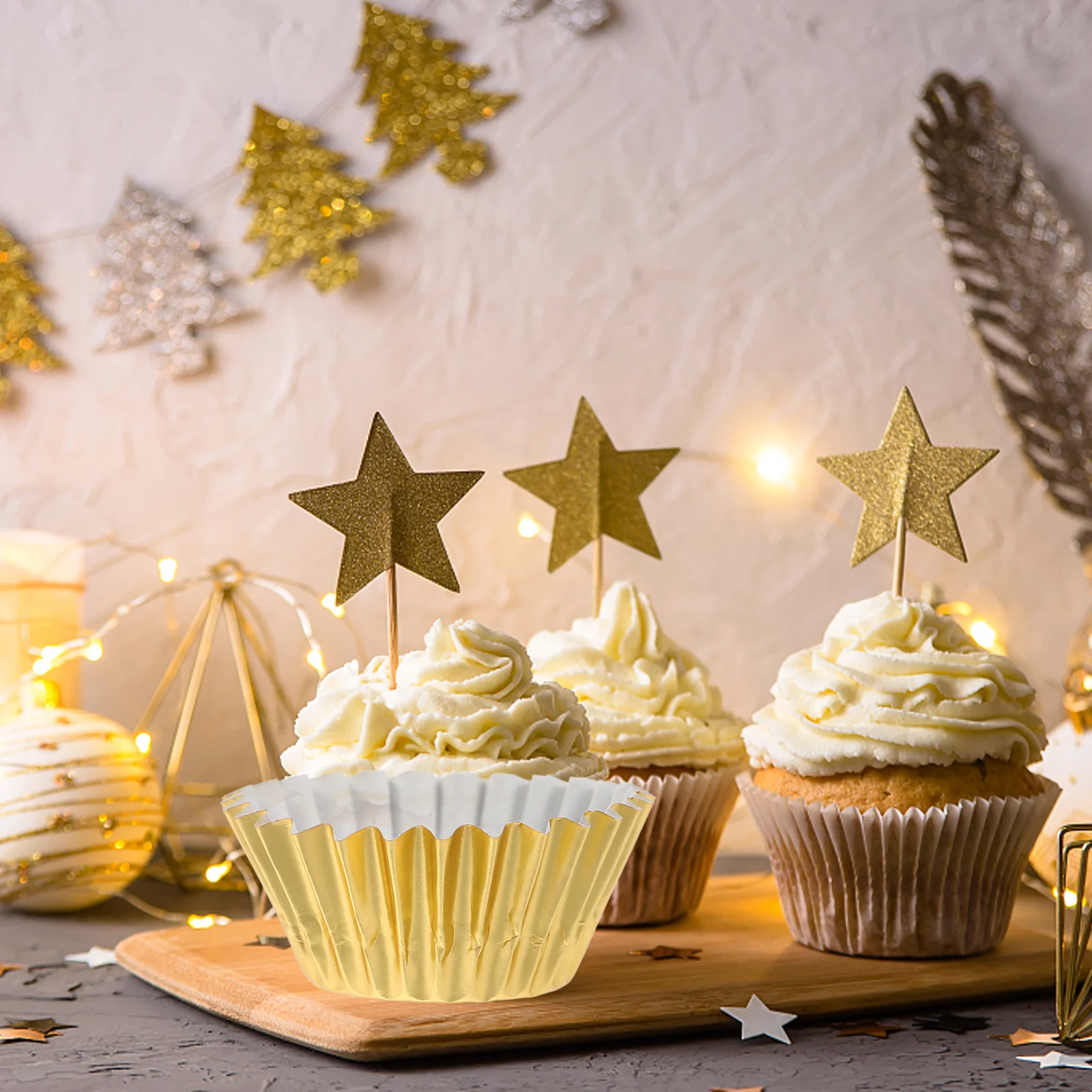 

500Pcs Thickened Aluminum Foil Cupcake Liners Elegant Design Greaseproof Muffin Baking Cups Party Supplies