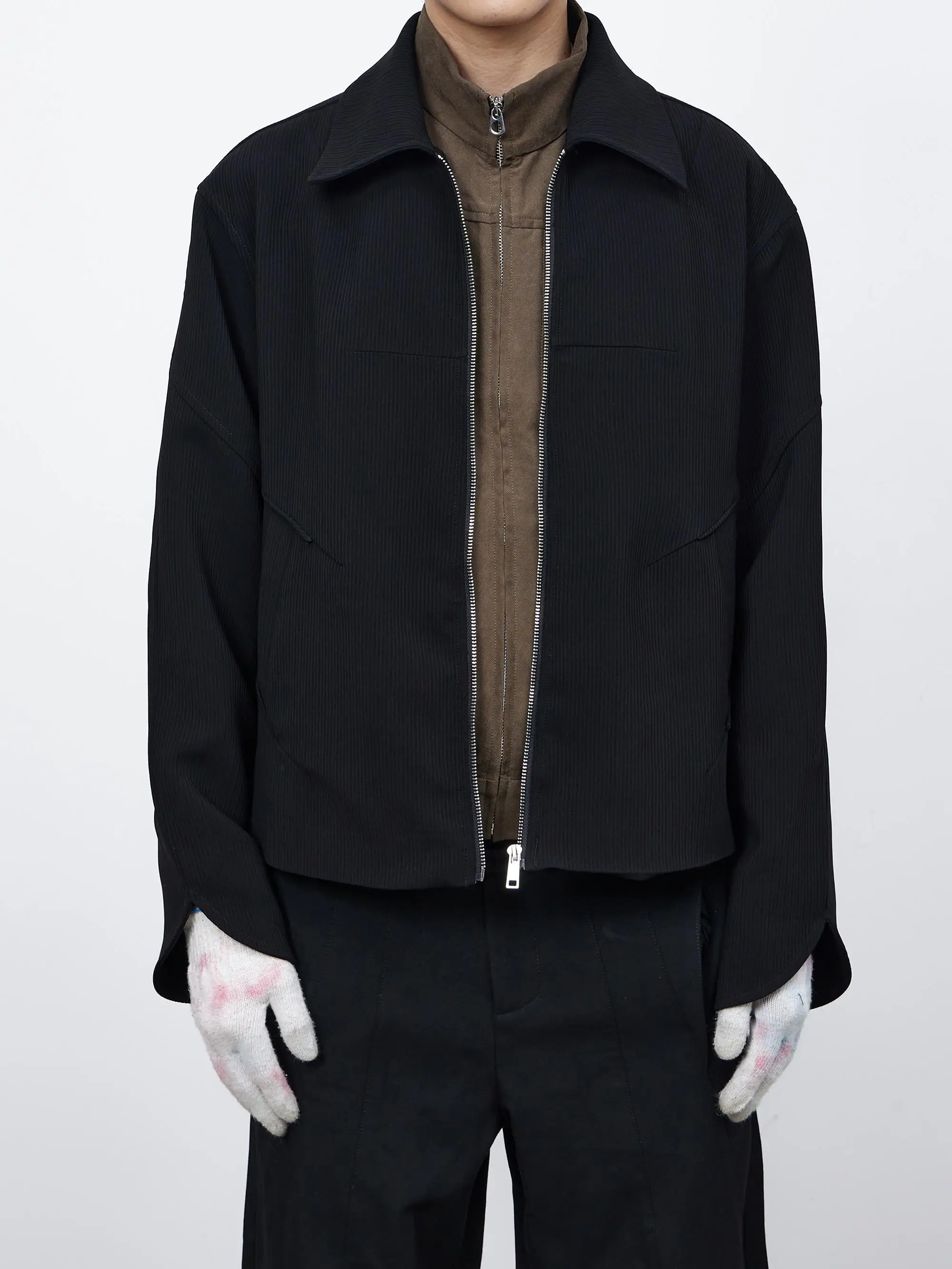 

Bla Casual Loose Striped Jaet ort Wide Pattern Versatile Youthful Autumn Winter Outerwear for Teens Polyester Fiber