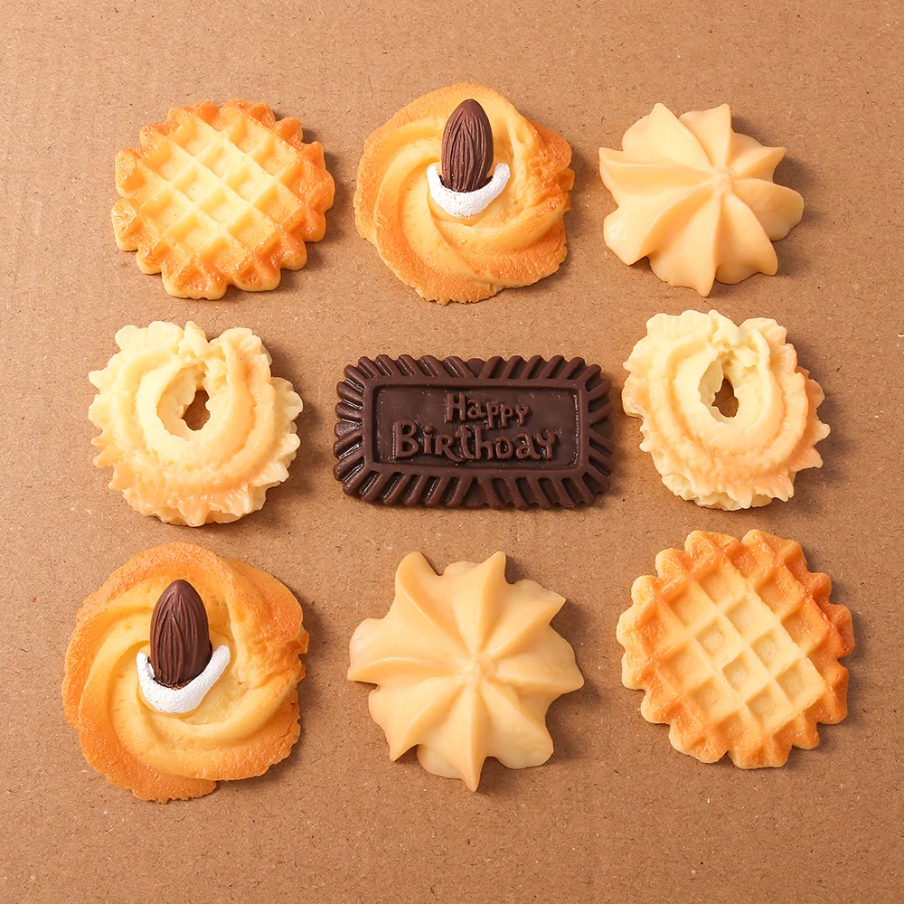 4pcs Simulation Cookies Waffle Charms for DIY Jewelry Making