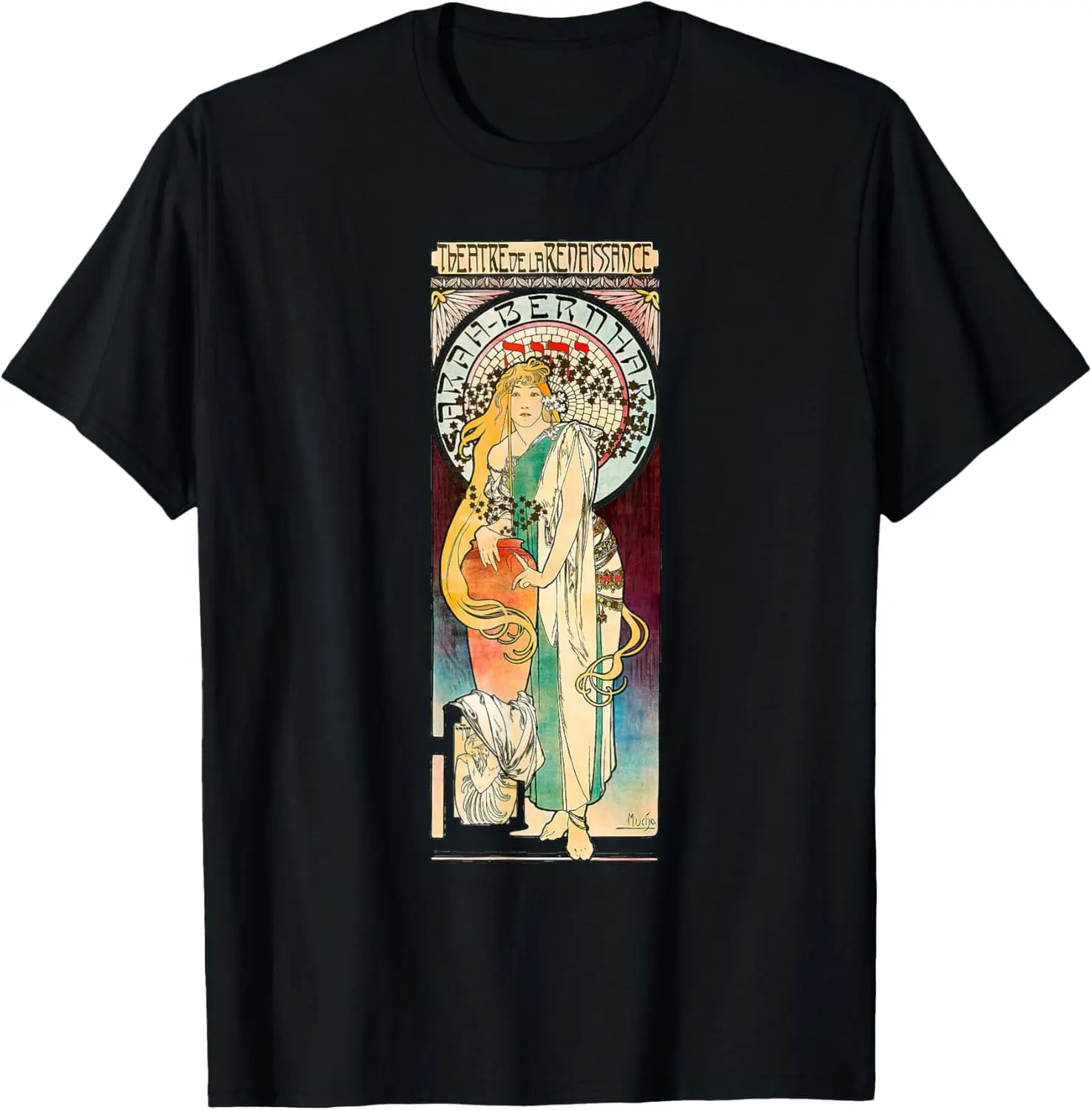 Womens vintage bohemian Design in Art Nouveau Style, Mucha T-Shirt