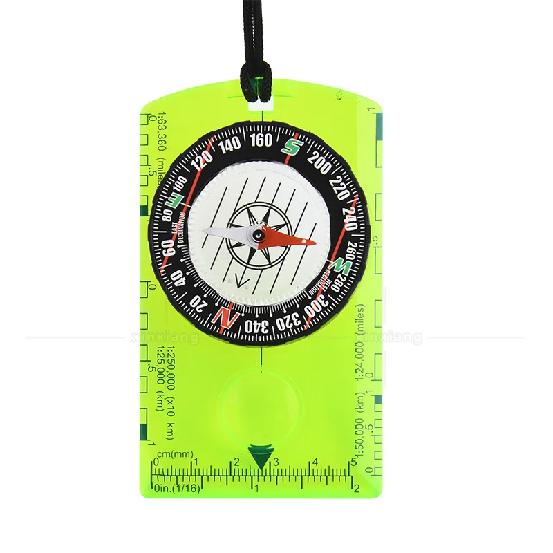 New MultiOutdoor Mountaineering Acrylic Mini Scale North Arrow Portable Map Rope Educational Compass for Children