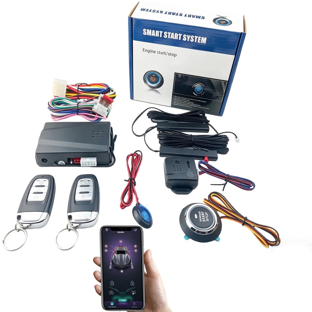 12V Car Alarm Passive Keyless Entry Remote Start/Stop Engine System Central Locking Car Engine Start Stop Button Automotive PKE