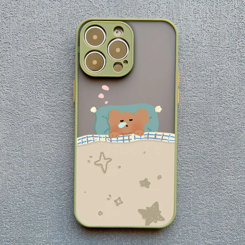 

Sleeping Bear Adorable Good Night Bear Phone Case For iPhone 13 Mini 12 11 Pro Max 17 16 15 14 Pro Max Plus Cartoon Back Covers