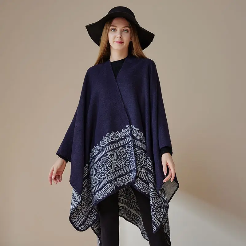 European Style Autumn Winter Classic Men's Women's Shawl Scarves Fashion Double-sided Thicken Comfortable Warm Cloak Cape Shawl