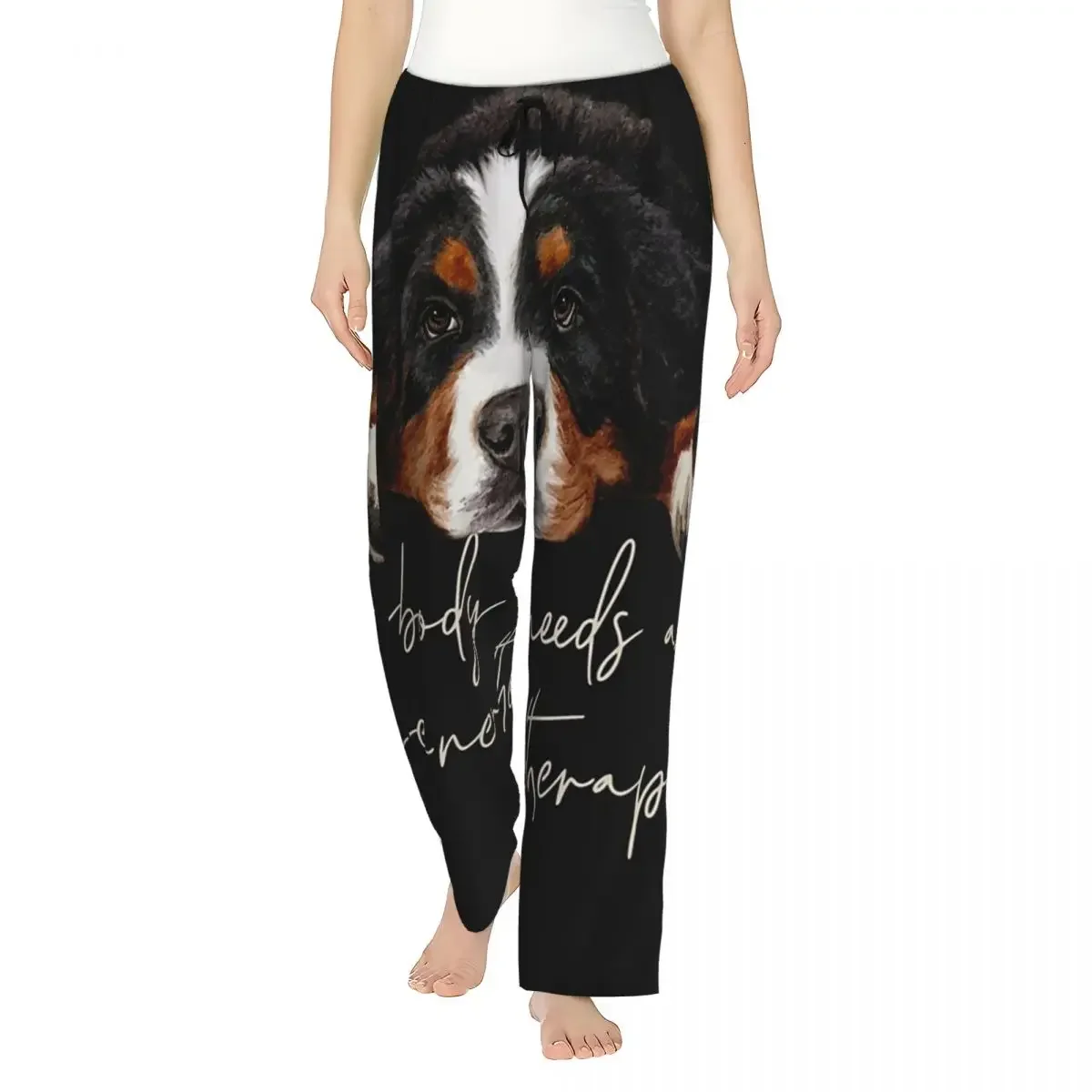 

Custom Bernese Mountain Dog Women Pajama Pants Lounge Sleep Sleepwear Bottoms with Pockets