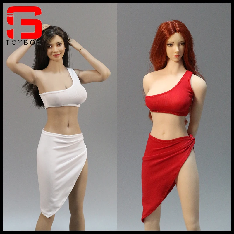 In Stock DMTOYS 1/6 Scale One Shoulder Short Top Split Hip Skirt Clothes Model Fit 12'' Female Soldier Action Figure Body Dolls