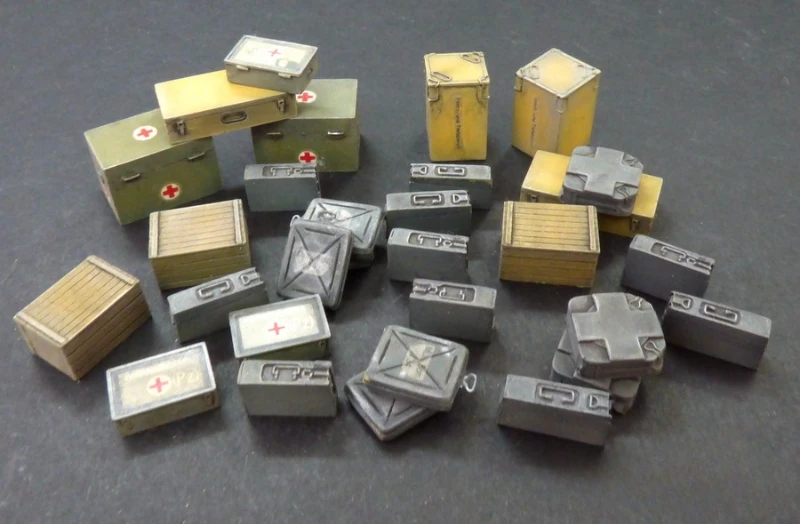 1/35 스케일 다이캐스트 수지 모델 조립 키트 2차 세계대전 독일 탄약 및 의료 보조 컨테이너 장면 모델 조립되지 않은 도색되지 않은