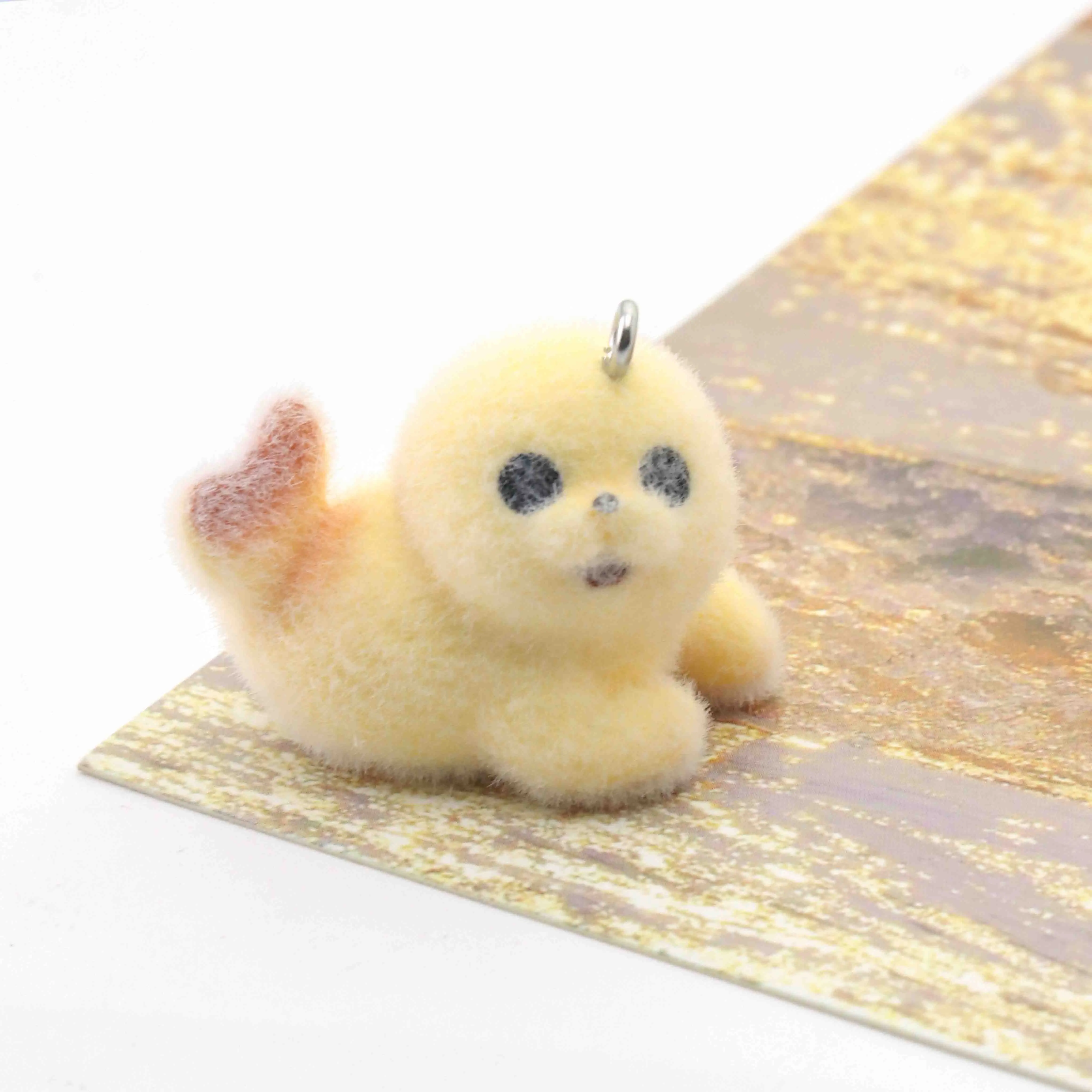 10pcs Resin Flocking Charms  Three-Dimensional Baby Seal Pendant Jewelry for Making DIY Keychain Mobile Phone Chain Bag Jewelry