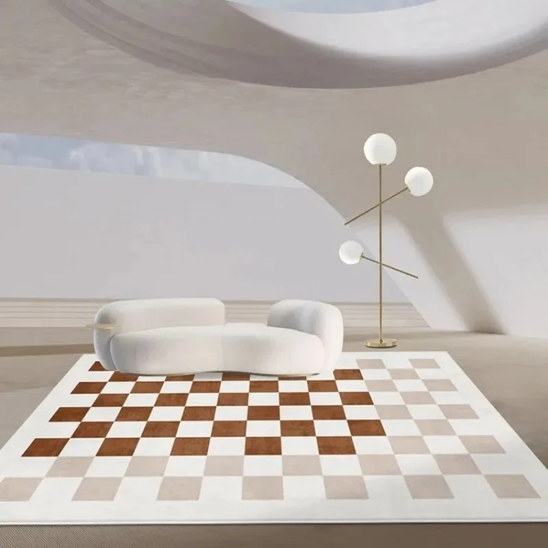 Black White Checkerboard Carpet Living Room Decor Home Sofa Cream Style Girl Bedroom Rug Kitchen Bathroom Anti-skid Floor Mat