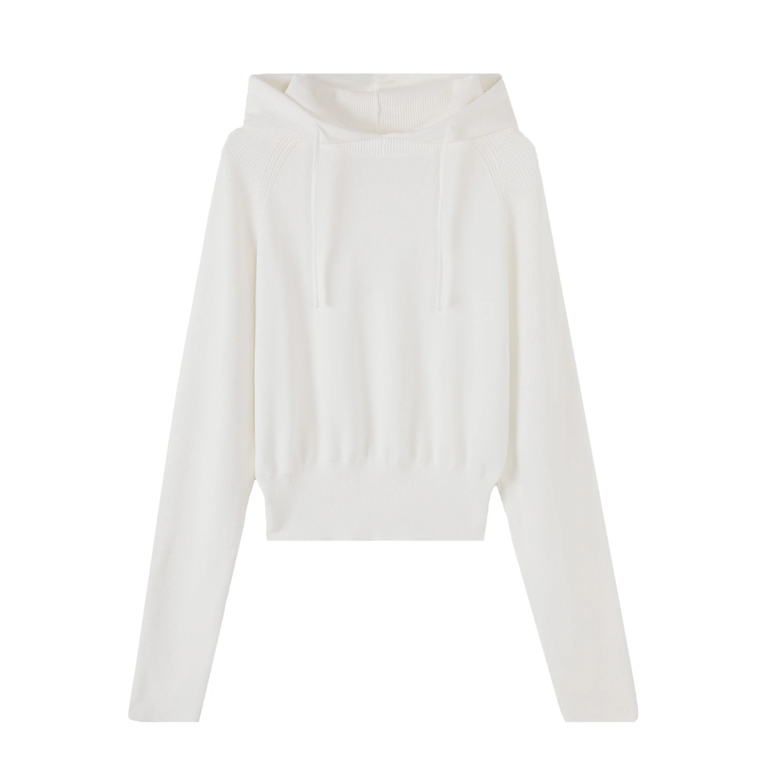 

White Hooded Knitted Sweater Women's Loose Fit Inner Wear Top Autumn Winter New Style Lazy Girl Fashion Minimalist Style