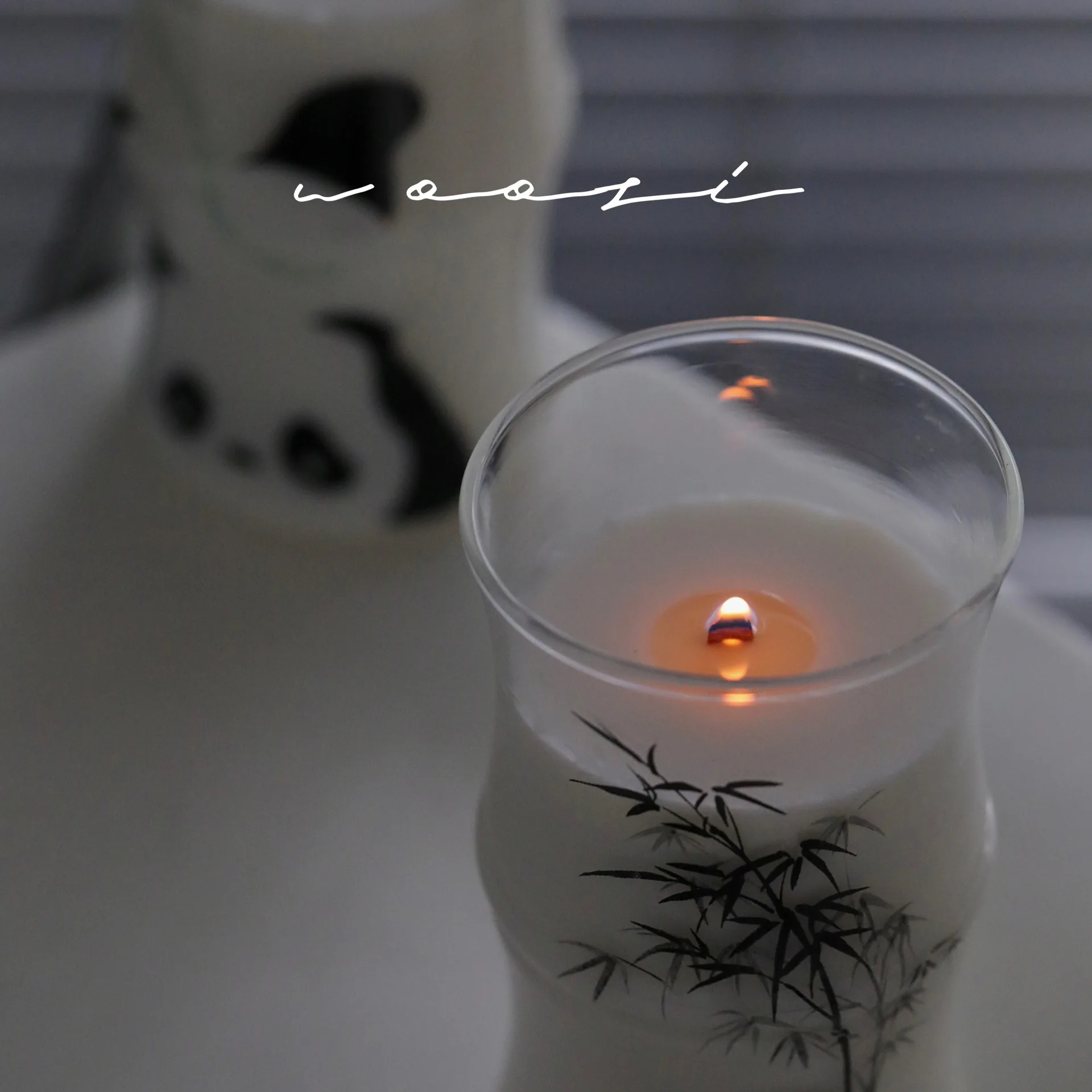 7.8x13cm Chinese-style Cute Panda Bamboo-shaped Glass Candle Cup, Smokeless White Peach Oolong Scented Candle As A Souvenir