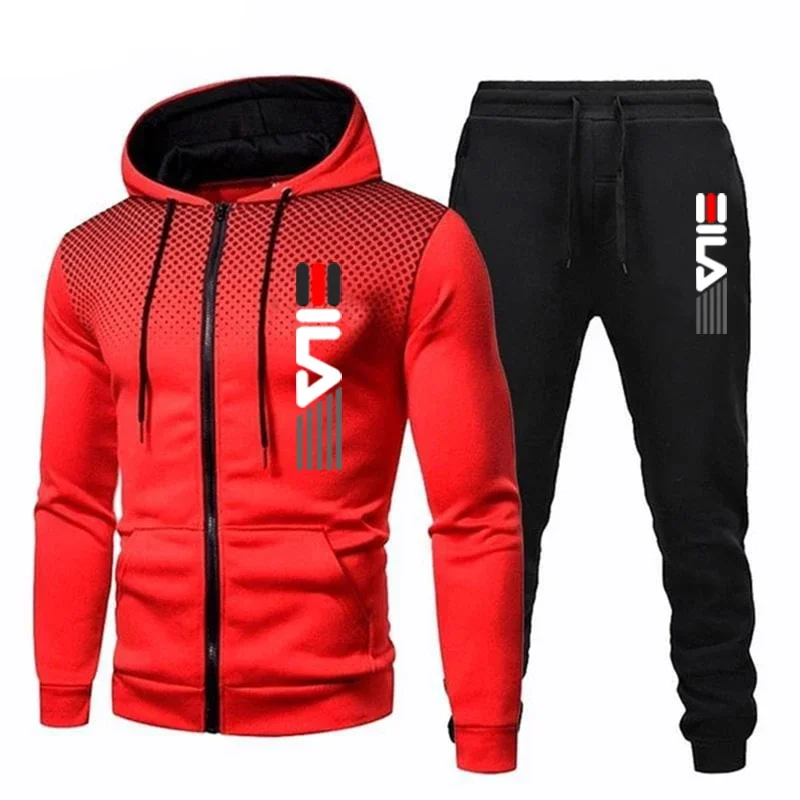 2024 Sets for Men Two Piece Hoodie Men\'s Sweatshirt Set Outdoors Jogging Versatile Sweatpants Tracksuit Comfortable Zipper Daily