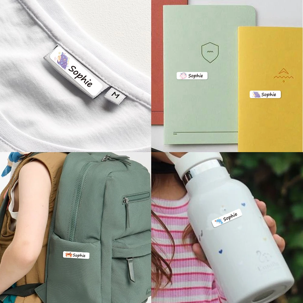 Custom Ocean Style Name Sticker,Transparent Waterproof Stickers for Kids,diy Name Labels for School Bag Bottles Box  Mug Uniform view 5