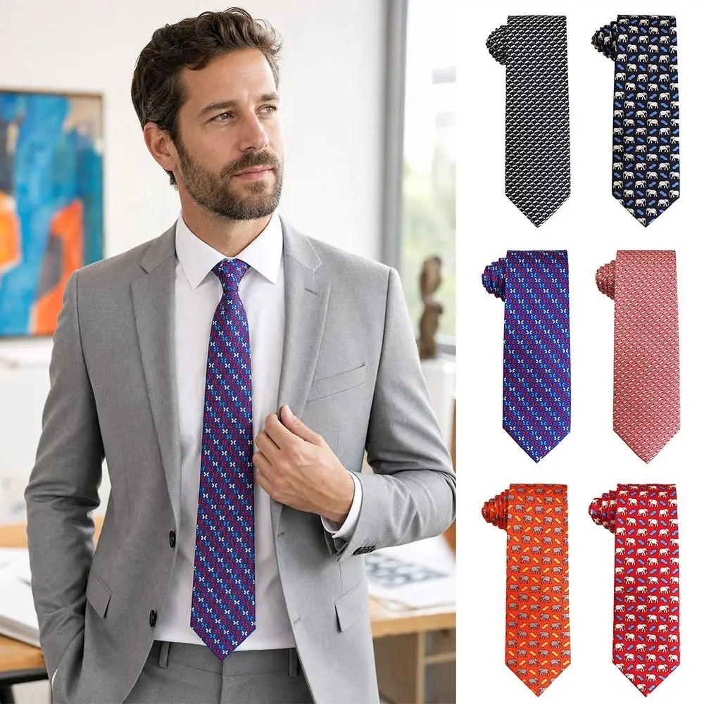 Elegant New Silk Men's Tie Trendy Animal Print Business Tie Casual Wear Business Formal Formal Tie Accessories for Men