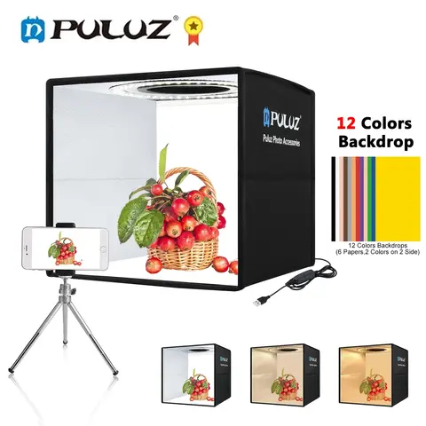 Puluz Photo Studio Light Box,30CM/40CM Photography Lightbox With 6/12 Color Backdrop,Photography Softbox Kit For Photo Shooting