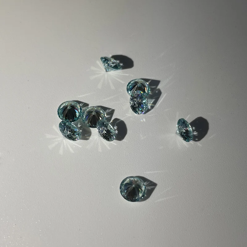 Diamant Spécial 100% Moissanite Un Carat Rond en Vrac, Huit Cœurs et Huit Flèches Découpées, Couleur Bleu Clair, Bricolage, Envoi Certificat GRA