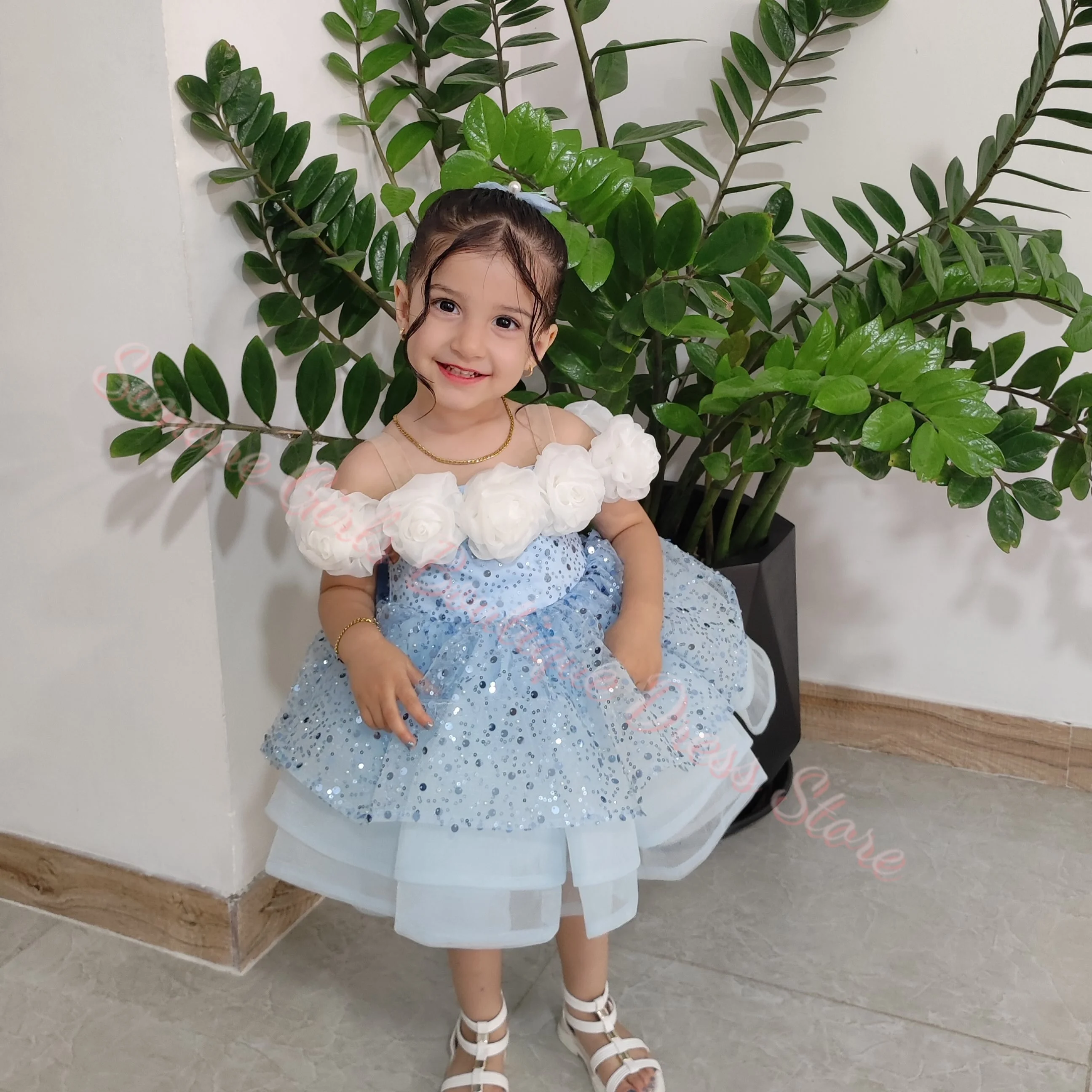 2026 New Kids Clothing Gown Flower Girl Dress Girls Beaded Birthday Princess Gown Host Piano Performance Formal Celebration