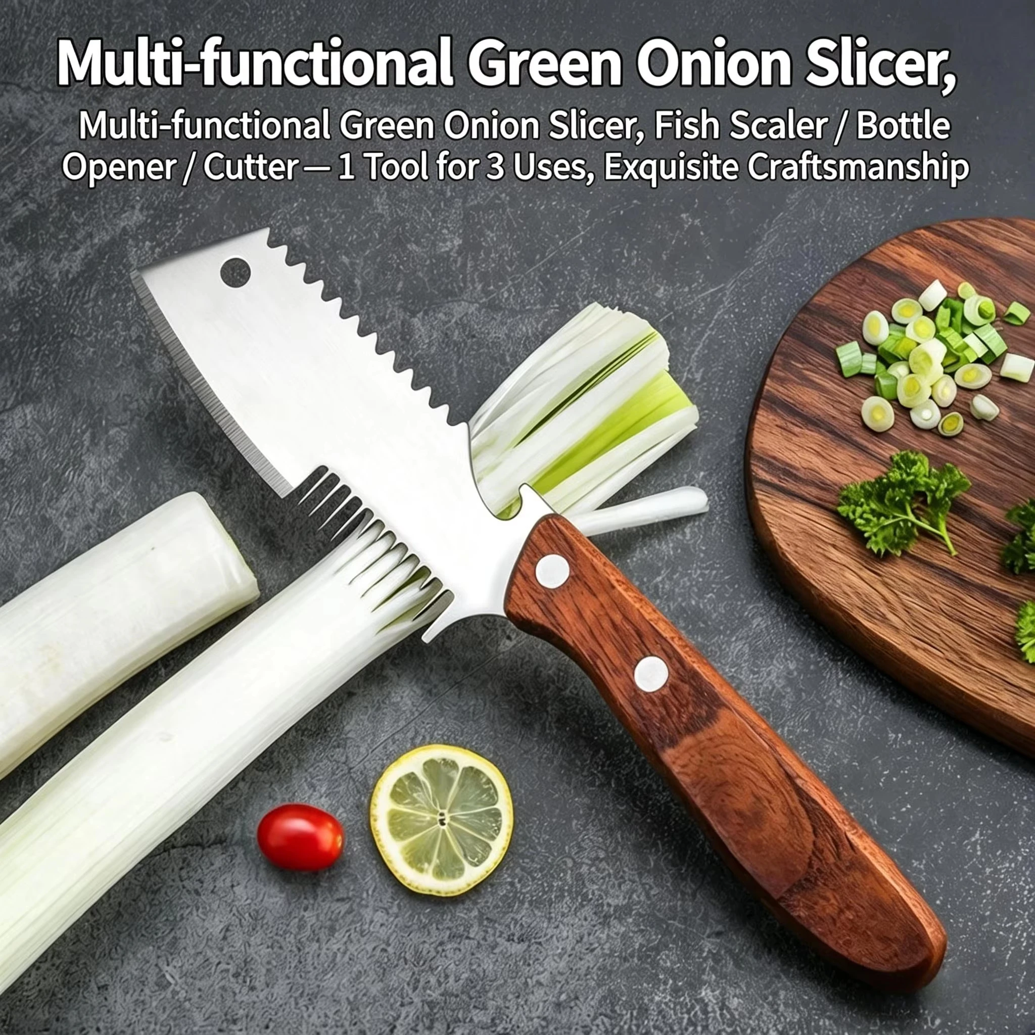 Stainless Steel Knife Head Rapid Knife for Cutting Scallions into Strips, Multi-functional Scraper Slicing Kitchen Tool