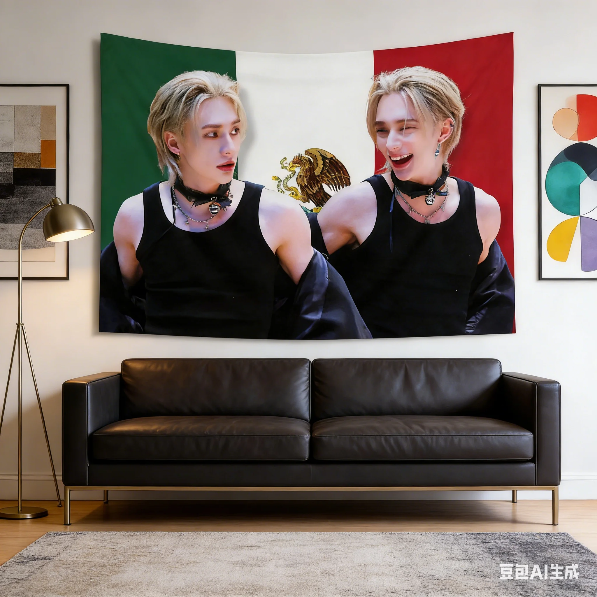 

1pc Kpop Mexico Flag Collage Tapestry Polyester 2D Flat Wall Hanging for Bedroom Living Room Dorm Trendy Decor Gift