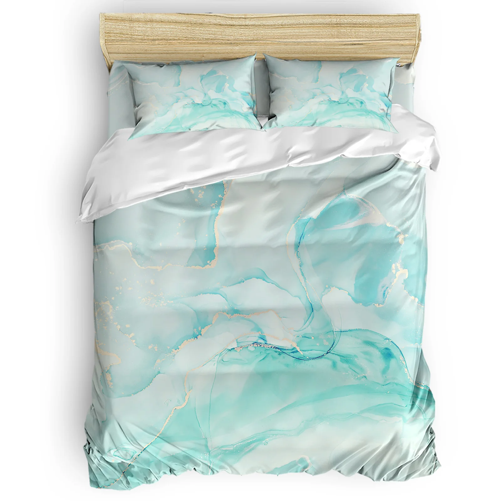 

Marble Gradient Solid Color Phnom Penh Aqua Comfortable Household Goods Bedroom Bed Luxury Duvet Cover 2/3/4 Pieces