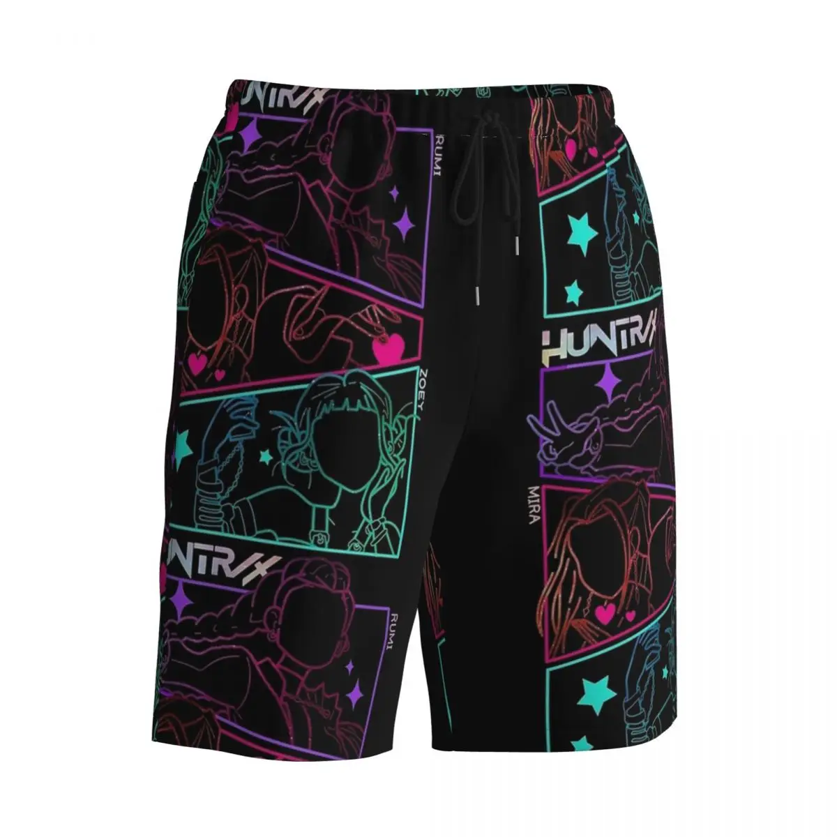 Huntrix Anime Gym Shorts Summer Sports Fitness Beach Short Pants Men Fast Dry Hawaii Printed Plus Size Swim Trunks