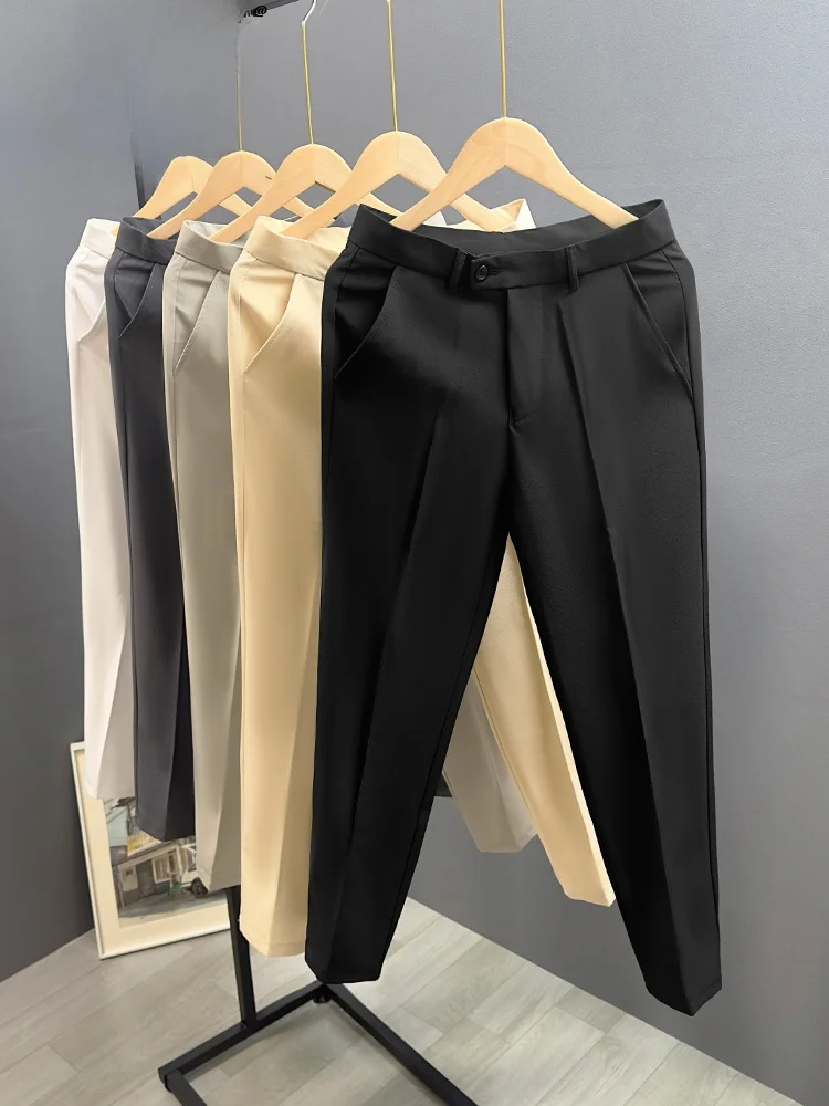 

Мужские брюки Slim Fit длиной 7/8, однотонные, прямого кроя, для делового повседневного стиля, весна-осень, легкие, Maturi Sle