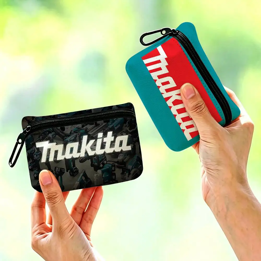 M-Makitas Tool Logo Anti-fade Oxford Cloth Small Zipper Coin Bag Lightweight Hanging Wallet For Coins ID Cards
