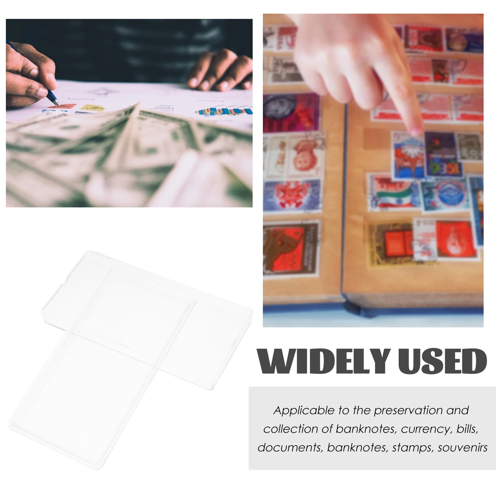 Banknote Storage Box Compartment Container Dollar Bill Holder Currency Sleeves Card Collection Coin Commemorate