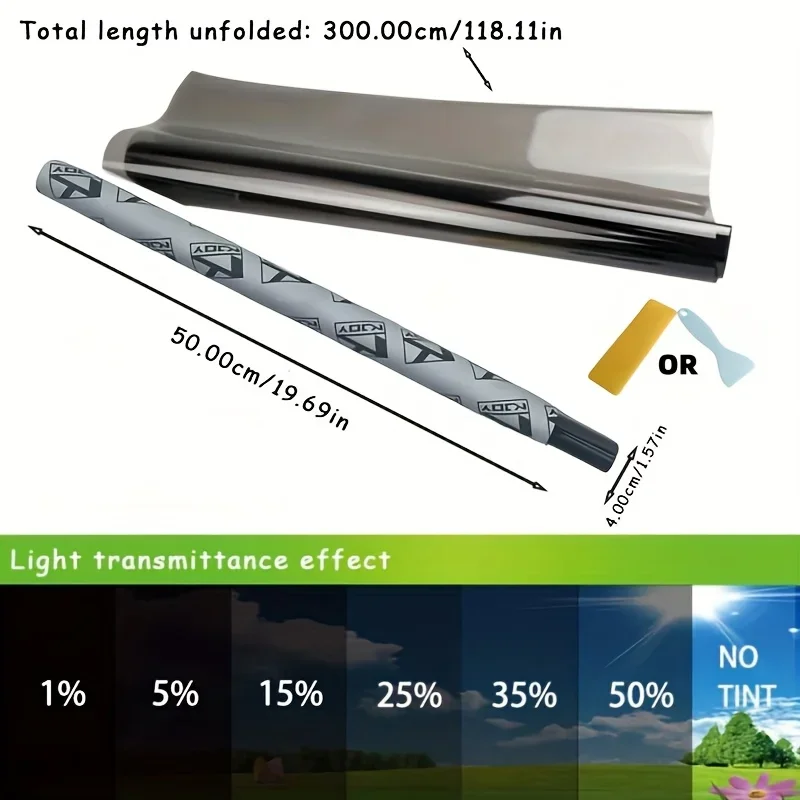 KKJOY 3Mx50CM VLT Black Car & Home Window Film Pearl Finish Solar UV Protector Easy Stick UV Blocking Sticker
