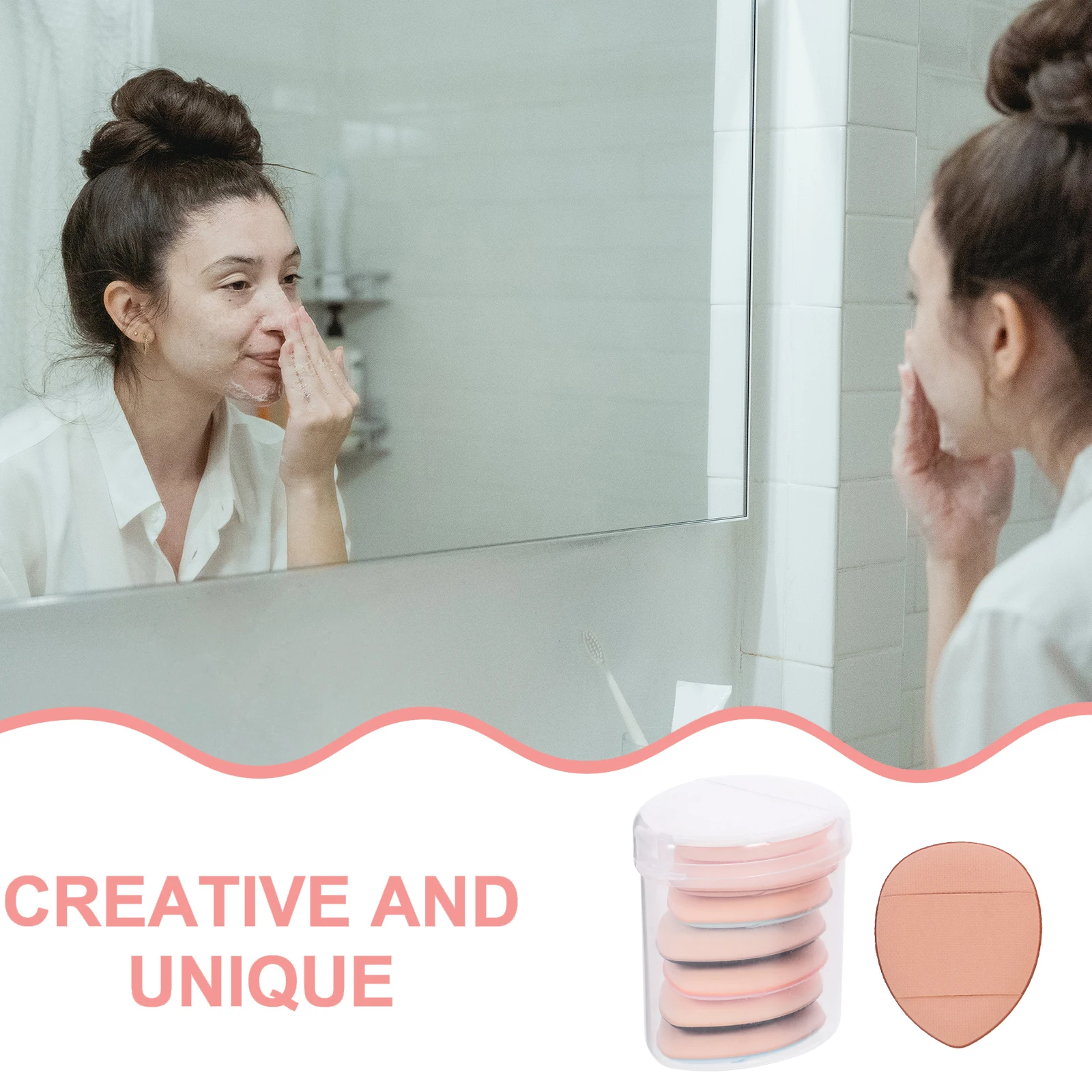 

Mini Powder Women Finger Makeup Foundation Cream Applicator Puff For Face Daily Travel Use