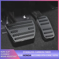 Carbon Fiber Pedal Cover Non-Slip Auto No Drilling Brake and Accelerator Pedal Covers for Honda Accord 9th Civic 10th 2017-2022