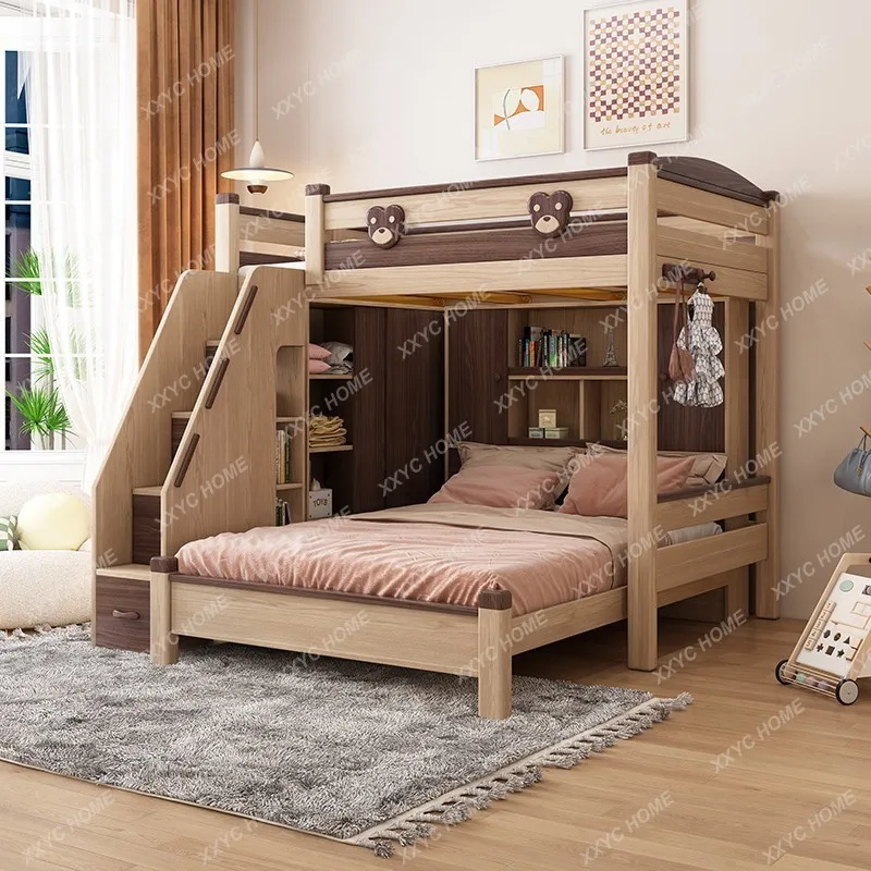 GH Children's top and bottom staggered bunk bed Second floor Adult bunk bed Mother and child bed