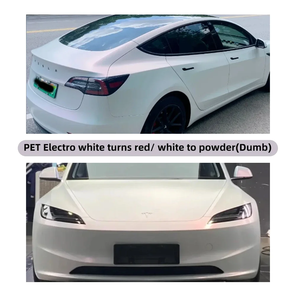 Matte White to Red Color Shift Car Vinyl Wrap Self Adhesive Air Release Bubble Free Full Body Sticker 1.52x18m view 5