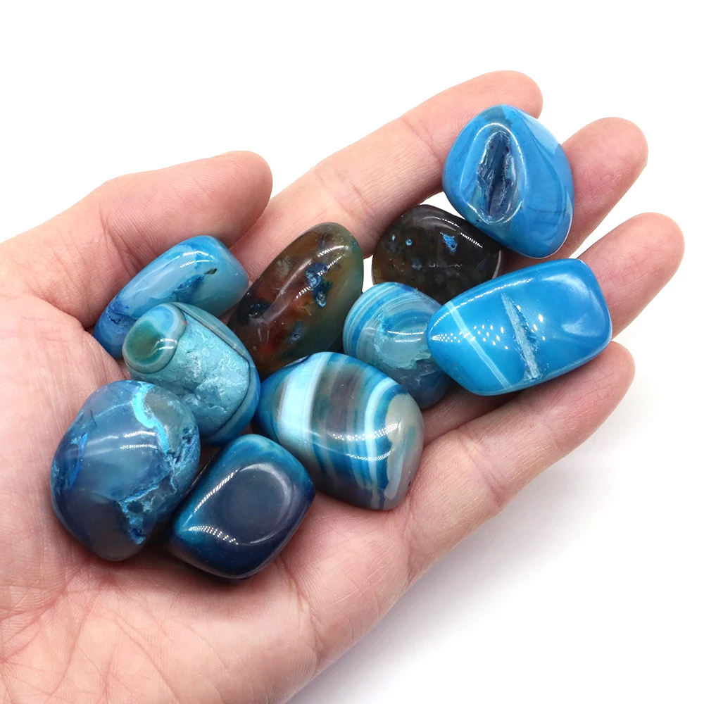 Blue Striped Agate Stone Crystal Gemstone Collectibles Rock Mineral Specimen Healing Stone Home Room Decoration for Fish Tank