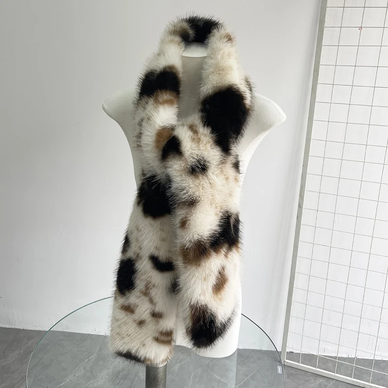الكورية Ins حار فتاة طويلة ليوبارد أفخم وشاح Y2K الدافئة وشاح ناعم الشتاء السيدات سميكة ومطول فو الفراء شال