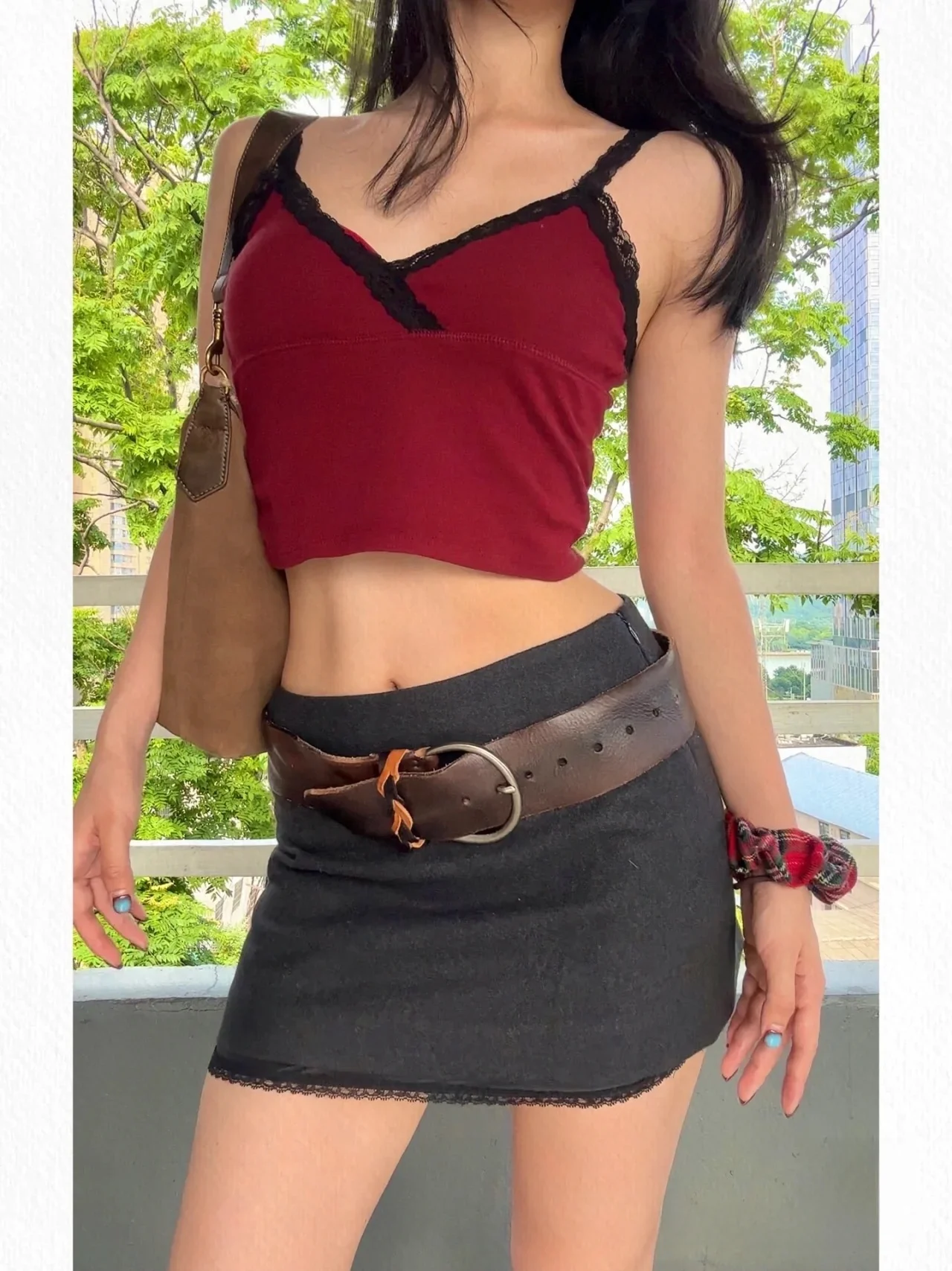 

Black Low-Waist Flared Skirt Women's BM Style Commute A-Line Cotton Short Skirts for Young Women Ages 18-24