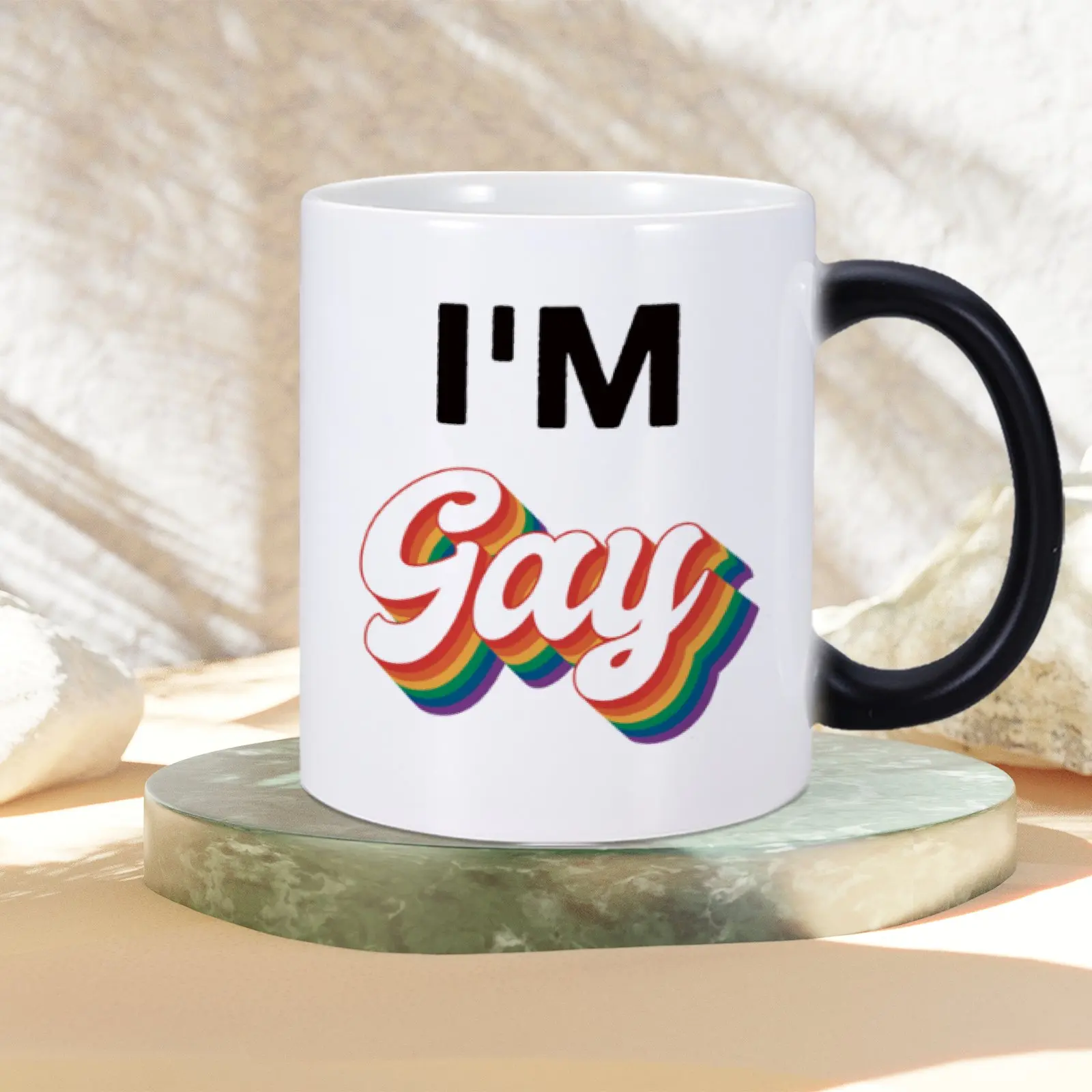 I'm Gay Heat Change Mug Funny Heat Sensitive Color Changing Ceramic Mugs Perfect Novelty Gag Gift for Brother Friend Coffee Cup