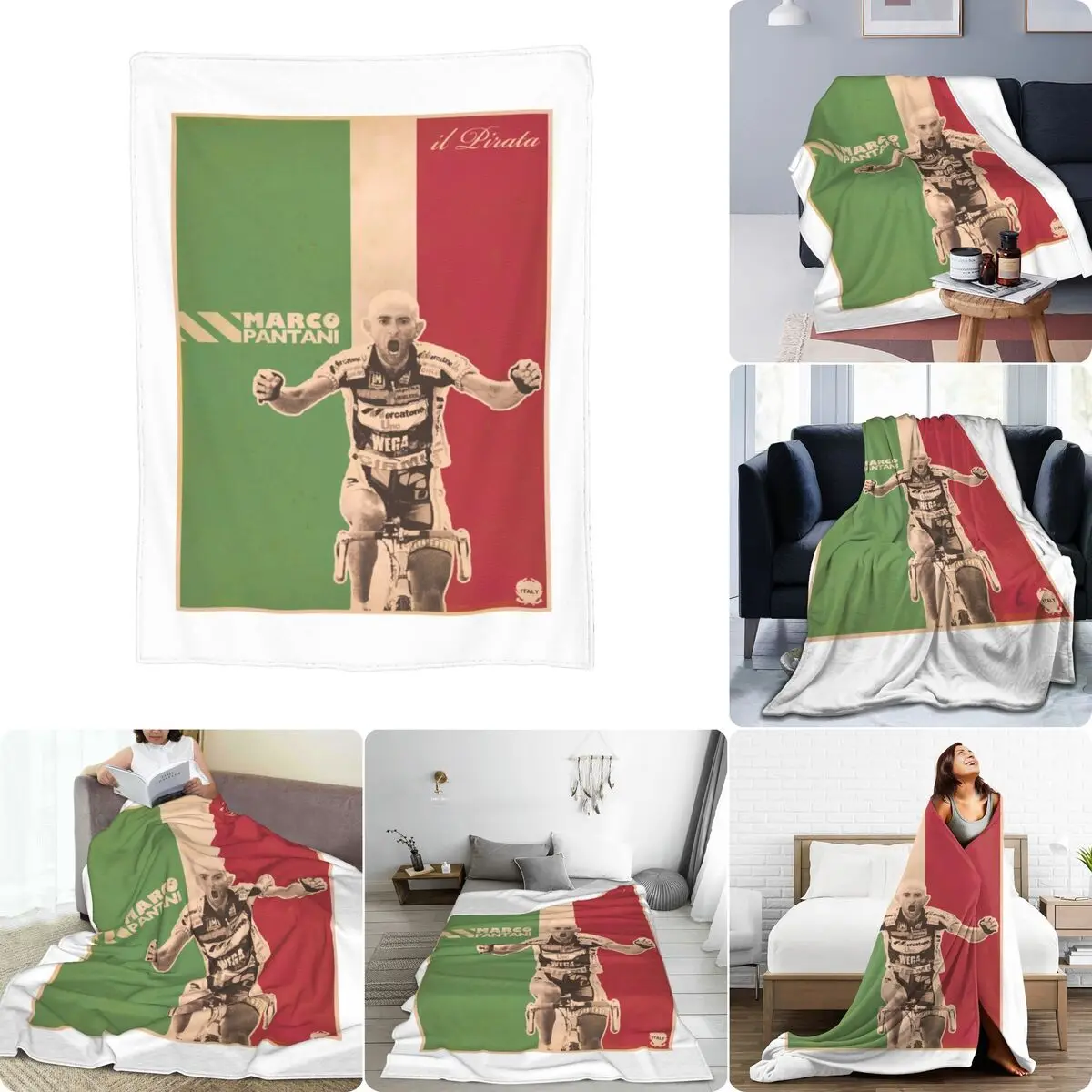 Marco Pantani Ciclismo Campione Il Pirata Cesenatico 3 Ultra-Soft Micro Fleece Blanket Casual