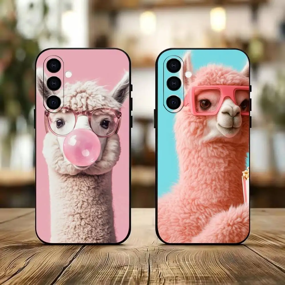D-Cute Alpaca   Phone Case For Samsung Galaxy A73,A72,A71,A70,A53,A52,A51,Soft Silicone Black Cover