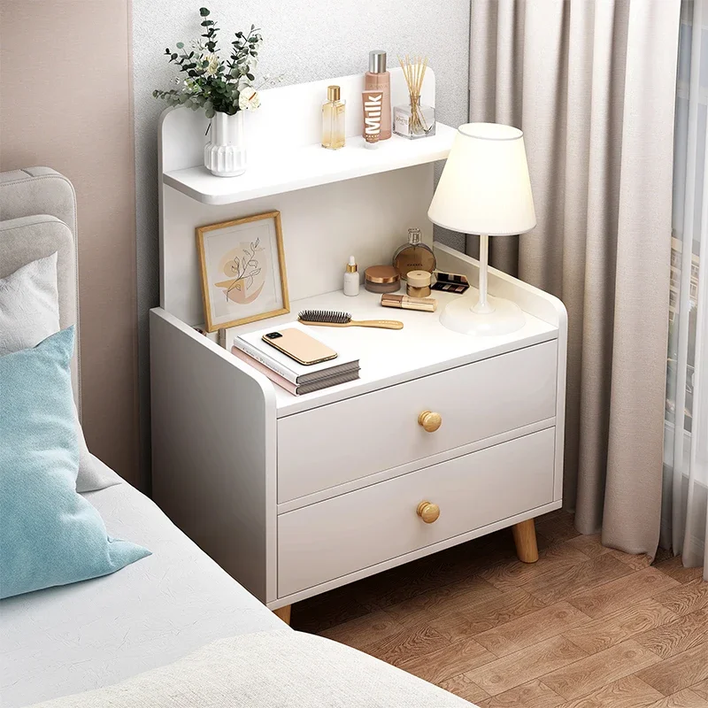 White Table Nightstand Drawers Modern Vanity Laptop Bedside Table Small Study Dresser Computer Mesitas De Noche Home Furniture