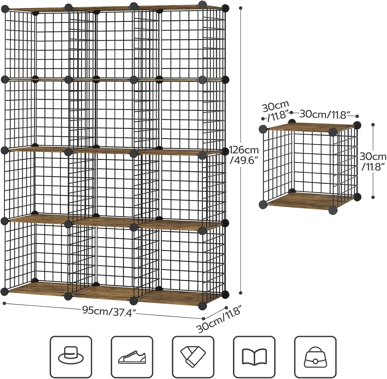 Kubus Opslag Organizer Draad Kubus Opslag 12 Kubus Metalen Raster Opslagplank Modulaire Kast Diy Kubus Boekenplank